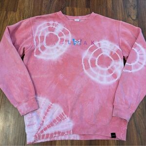 Cloak pink/white tie dye butterfly rose skull crewneck sweatshirt